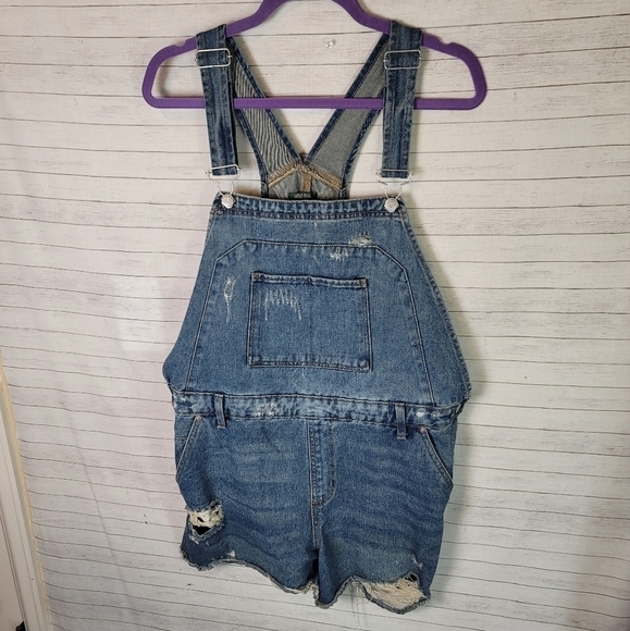WILD FABLE DENIM OVERALL SHORTS, SZ XXL - Picture 2 of 11